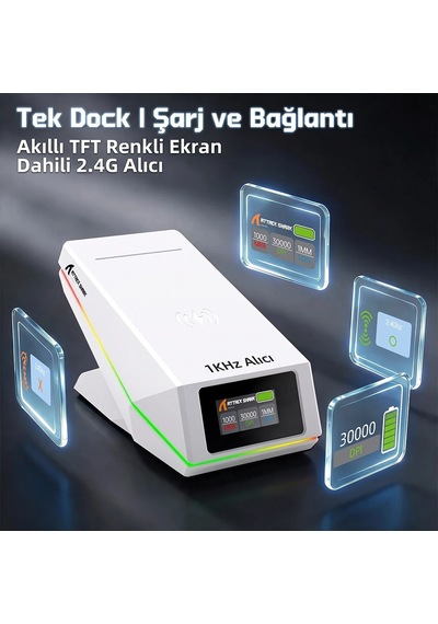 Attack Shark X11 Pro V2 Tft Ekranlı Şarj Standlı Kablosuz Oyuncu Faresi Standart