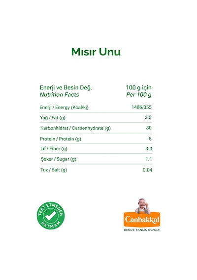 Canbakkal Mısır Unu Kuymaklık Mıhlamalık Muhlamalık ve Ekmeklik 5 KG