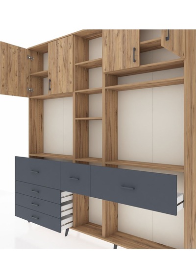 Arges Dolap 11 Raflı 6 Çekmeceli 4 Kapaklı 220x30x243 Çam-çam/antrasit Atlas Çam/antrasıt Arges Dolap 11 Raflı 6 Çekmeceli 4 Kapaklı 220x30x243 Çam-çam/antrasit Atlas Çam/antrasıt