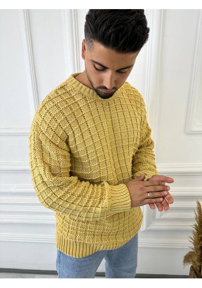 Elku Moda Kazak Oversize Kare Örme Desenli Naturel Pamuk Bol Kesim Tüylenmeyen Salaş Triko Kazak Hardal Elku Moda Kazak Oversize Kare Örme Desenli Naturel Pamuk Bol Kesim Tüylenmeyen Salaş Triko Kazak Hardal
