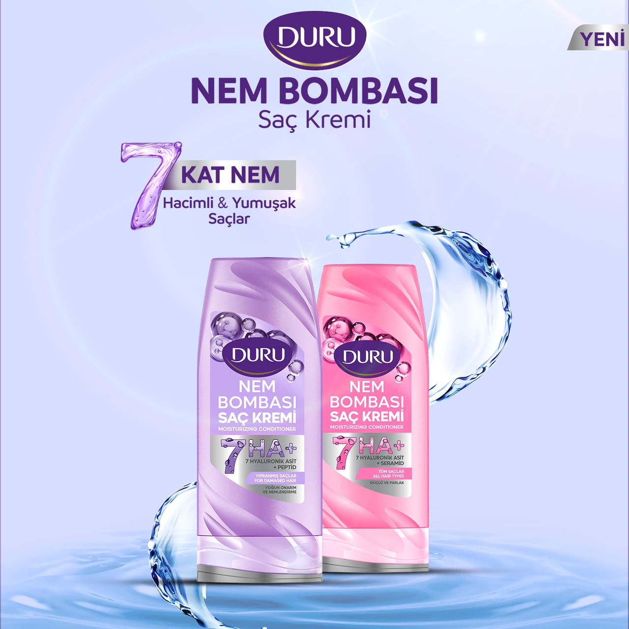 Duru Nem Bombası Yıpranmış Saçlar İçin Yoğun Onarıcı Ve Nemlendirici Saç Kremi 2x385 Ml