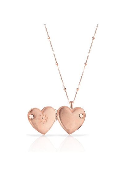Azuris Silver Kadın Gümüş Kapaklı Madalyon Kalp Yıldız Kolye Omr1355 Rose Gold