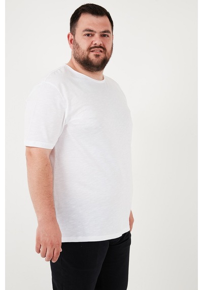 Buratti Pamuklu Regular Fit Büyük Beden Erkek T Shirt 59020001B Beyaz