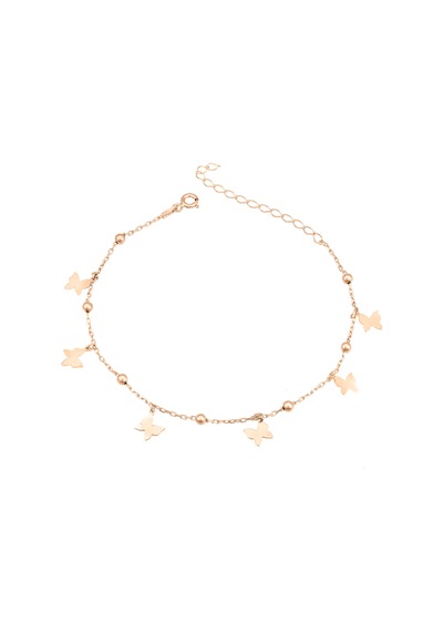 Brezza Lusso Jewelry Kelebek Figürlü Gümüş Kadın Ayak Halhal Rose