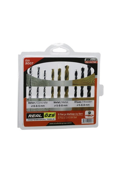 Real Özs-9007 9 Parça Matkap Ucu Seti Beton, Metal, Ahşap 5-6-8mm