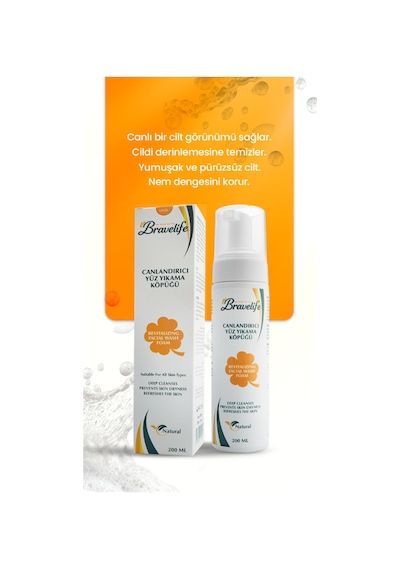 Canlandırıcı Bitki Özlü Doğal İçerikli E Vitamini Panthenol Gleserin Vegan Yüz Temizleme Köpüğü 200 Ml