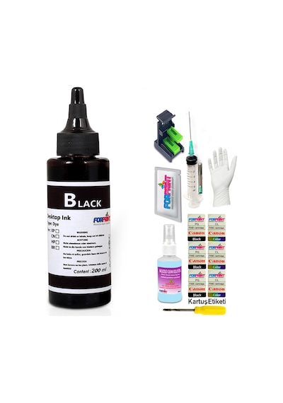 Canon Pg-40 Siyah Kartuş Uyumlu Forprint Kartuş Dolum Seti 200ml Siyah