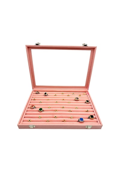 Yüzük Ve Koldüğmesi Kutusu Pembe Süet
