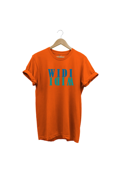 Widi Logo Aynalanmış Tasarım Baskılı %100 Pamuk Regular Fit T-shirt Turuncu