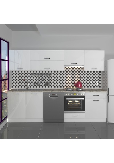 Decoraktiv Elite 280y Ank Mdf Hazır Mutfak Dolabı - Tezgah Dahil - Parlak Beyaz Decoraktiv Elite 280y Ank Mdf Hazır Mutfak Dolabı - Tezgah Dahil - Parlak Beyaz