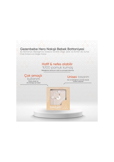 Gezenbebe Hero Nakışlı Bebek Battaniyesi Teddy Organik Çok Renkli