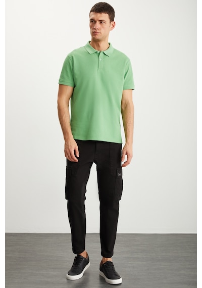 Grimelange Tarnex Erkek %100 Pamuk Kısa Kollu Regular Fit Yeşil Polo Yaka T-shirt