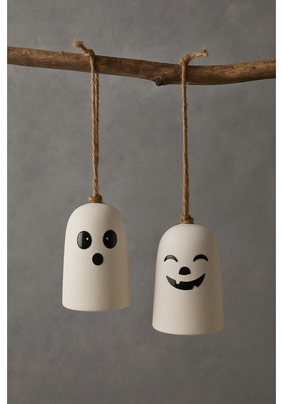 Halloween Cadılar Bayramı Hayalet Temalı Booo & Hahaha Asılabilir Dekor 2'li Beyaz - 762088249