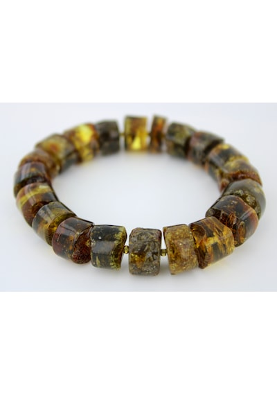 Kehribar Bileklik Amorf Tasarım Ambergold Blk23-139 Çok Renkli