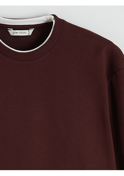 Lcw Vision Bordo Bisiklet Yaka Erkek Kalın Sweatshirt