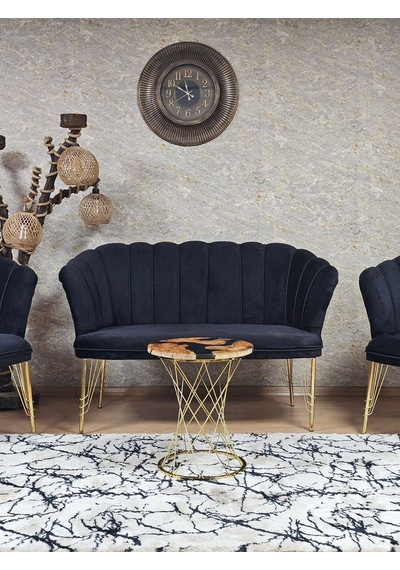 Zafir Gold Kaplama Tel Ayak Papatya Çay Seti Koltuk Takımı , Balkon, Salon, Ofis, Cafe Koltuk Takımı Siyah Zafir Gold Kaplama Tel Ayak Papatya Çay Seti Koltuk Takımı , Balkon, Salon, Ofis, Cafe Koltuk Takımı Siyah
