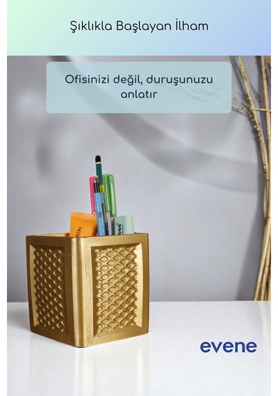 Kalemlik Masa Kalemliği Organizer Kalemlik Altın Renk Model 86 Çok Renkli