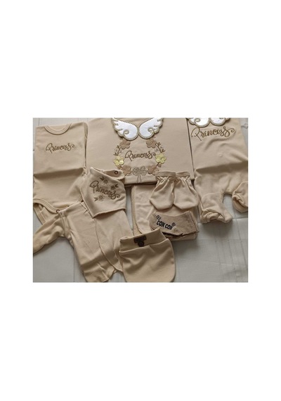 Conconbebe - Organik 10'lu Nakış İşlemeli Hastane Çıkışı Seti Sarı Sarı