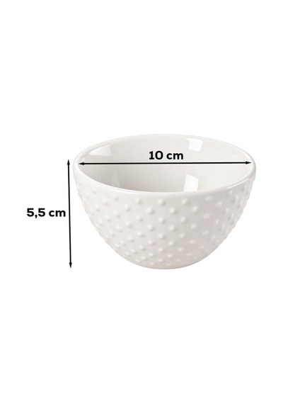 Porsima Dora 3'lü Porselen Çerezlik & Sosluk Seti 10 Cm - Kabartmalı Puantiyeli İkramlık Yok