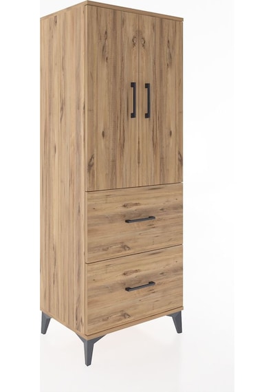 Hyperion Dolap 3 Raflı 2 Çekmeceli 2 Kapaklı 60x44x163 Çam-çam Çam