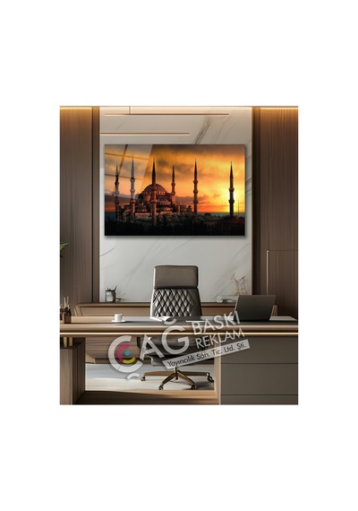 Sultan Ahmet Camii İstanbul Cam Tablo Modern Ev Ofis Salon Duvar Oda Dekoru Hediyelik Şehir Temalı Dekoratif Duvar Tablosu, Salon Ve Ofis Dekoru,