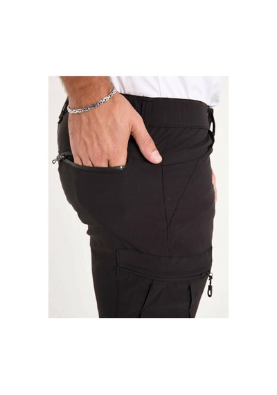 Outdo Erkek Taktik Pantolon Su İtici Likralı Yazlık Outdoor Esnek Rahat Dayanıklı Siyah Siyah
