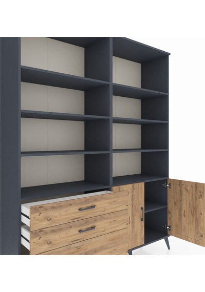 Hyperion Gardrop 9 Raflı 3 Çekmeceli 2 Kapaklı 176x44x221 Antrasit-çam Çam Hyperion Gardrop 9 Raflı 3 Çekmeceli 2 Kapaklı 176x44x221 Antrasit-çam Çam