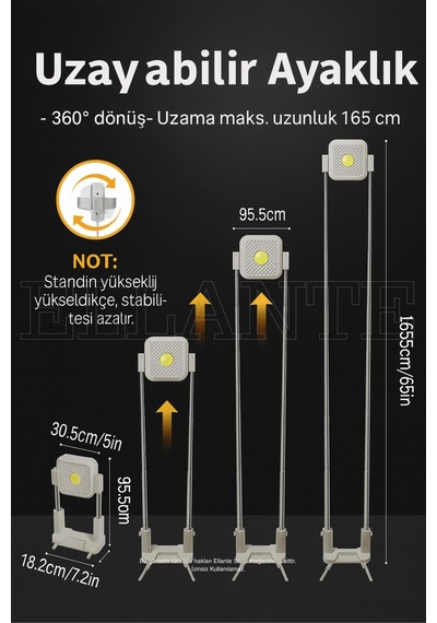 Portatif Güneş Enerjili Led Kamp Feneri 10000mah, Ip66 Su Geçirmez, 4 Mod Aydınlatma Çok Renkli