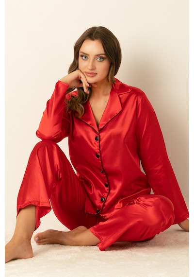 Doremi Uzun Kollu Saten Pijama Takımı