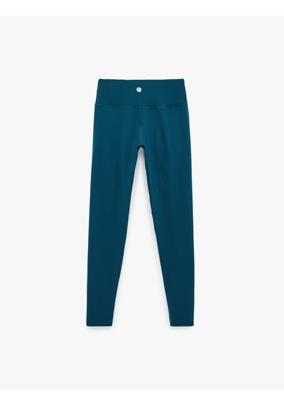Koton Yüksek Bel Slim Fit Dikiş Detaylı Spor Tayt Petrol Yeşili 7wak40115nk