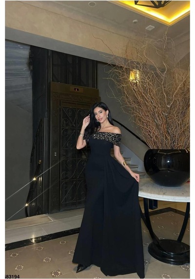 DefyModa Kadın Krep Kumaş Straplez Balık Kesim Abiye Elbise Siyah