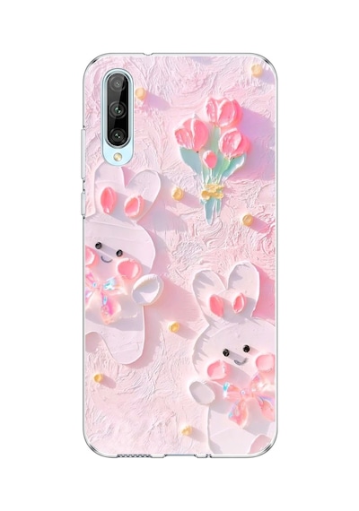 Huawei P Smart S Uyumlu Sevimli Tavşanlar Baskılı Silikon Kılıf