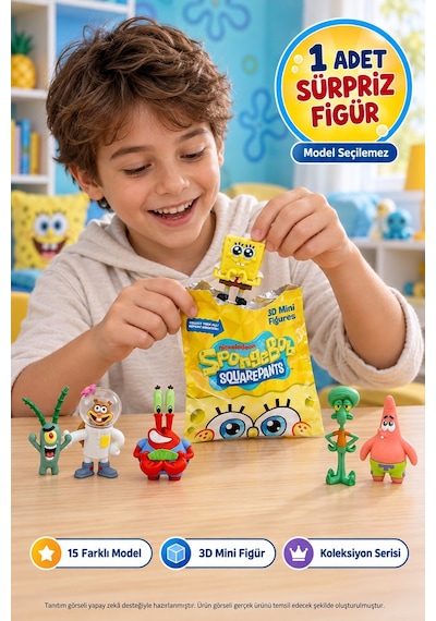 Süngerbob Squarepants 3d Mini Figür Tekli Sürpriz Paket 1 Adet