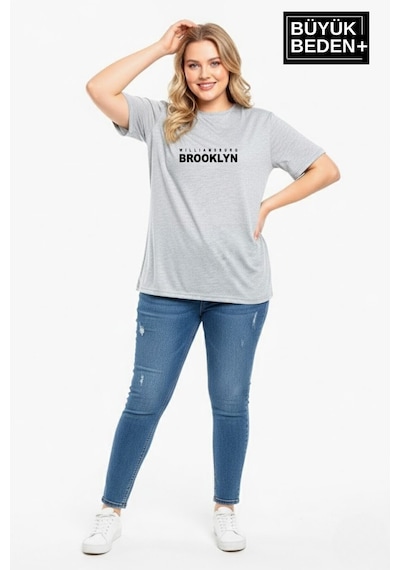 Superlife Kadın Büyük Beden Willamsburg Brooklyn Baskılı 3xl-6xl Bisiklet Yaka Tshırt Spr26btsk510-16 Gri Superlife Kadın Büyük Beden Willamsburg Brooklyn Baskılı 3xl-6xl Bisiklet Yaka Tshırt Spr26btsk510-16 Gri