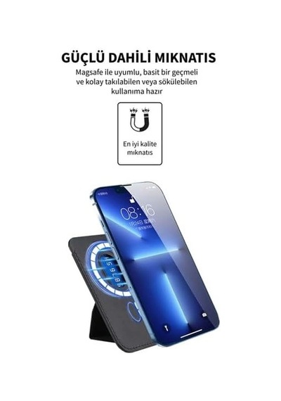 Xmlbayiciniz Magsafe Cüzdan Kartlık Deri Güçlendirilmiş Mıktanıs Standlı Özel Tasarım,iphone 17/16/15/14/13/12 İle Uyum Çok Renkli