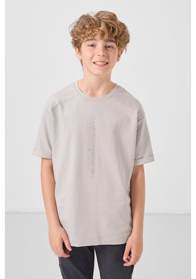Oversize Fit Baskılı 3lü Paket Antrasit-ekru-taş Erkek Çocuk T-shirt - 11301 Antrasıt-ekru-taş
