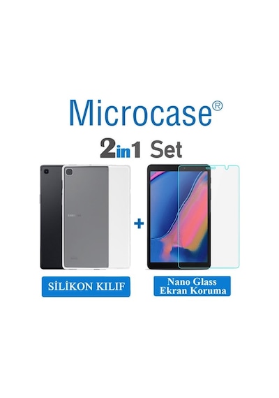 Samsung Uyumlu Tab A 8 T290 T295 T297 Silikon Kılıf Şefaf+Ekran Koruma