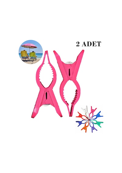 Boldy Renkli Plaj Mandalı-Şezlong Mandalı-Havlu Mandalı (2 Adet) (403803595) Beyaz Çok Renkli