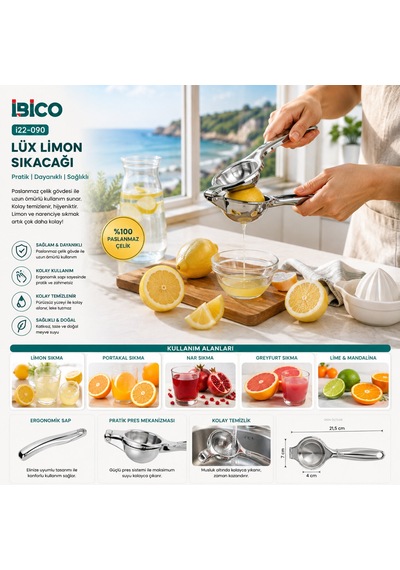 Lüx Çelik Limon Sıkacak Pres Modeli 5523 Açık Bej