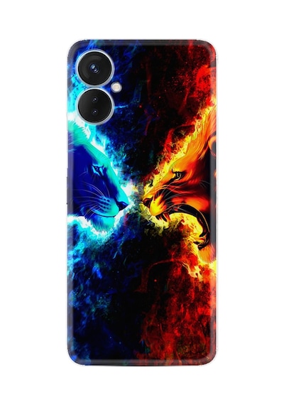 Tecno Spark 9 Pro Kılıf Silikon Desen Özel Seri Red Blue Leon 1714