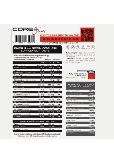 Mustang Nutrition Core+ Series Isolate Whey Protein Tozu 900 Gr 30 Servis Çilekli Pasta + Shaker + Protein Kahve Hediyeli Çilek Aromalı