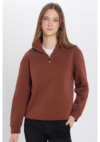 Tudors Unisex Relax Fit Rahat Kesim Pamuklu İçi Polarlı Yarım Fermuarlı Kahverengi Dik Yaka Sweatshirt-31446 Kahverengi Tudors Unisex Relax Fit Rahat Kesim Pamuklu İçi Polarlı Yarım Fermuarlı Kahverengi Dik Yaka Sweatshirt-31446 Kahverengi
