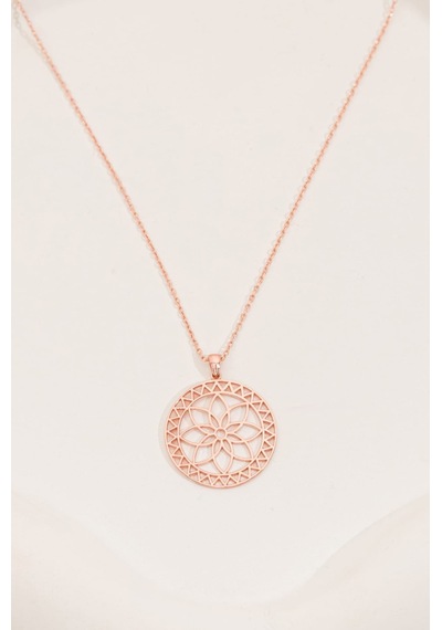 Saenasilver Rose Lotus Çiçeği Gümüş Kolye