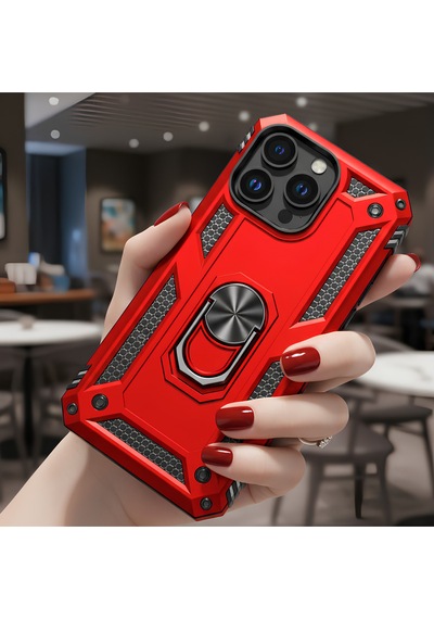 Apple İphone 16 Pro Max Uyumlu Tank Korumalı Yüzüklü Standlı Kılıf