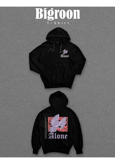 Alone Yalnız Kuş Bird Güvercin Sweatshirt Unisex Kapüşonlu Hoodie 001