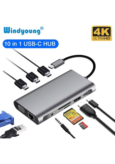 Valkyrie 10 In 1 Usb 3.0 Hdmı 4K Sd Apple Uyumlu MacBook Type-C Hub Çevirici Ç