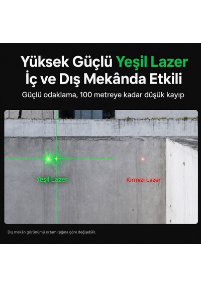 Sndway 120 Metre Yeşil Lazerli Dijital Mesafe Ölçer Çapraz Çizgili, Sesli, Şarjlı Lityum Bataryalı
