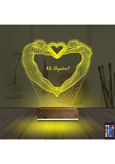 Luvivia Kalp Sevgiliye Hediye Kişiye Özel 3d Lamba - Masa Gece Lambası V8