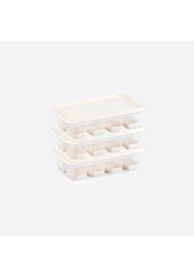 3 Lü Set Mini Kapaklı Silikon Buzluk Krem Renk