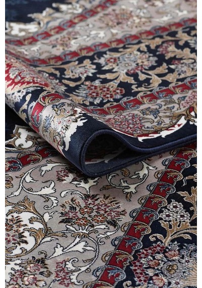 Saray Halı Alhambra Ah12a 120 Tarak Lüks Klasik Salon Halısı Özel Taban Dokulu Lacivert - Gri